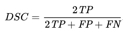 The formula for the dice coefficient