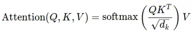 scaled dot-product attention formula - helps to improve attention between tokens in Large Language Models.